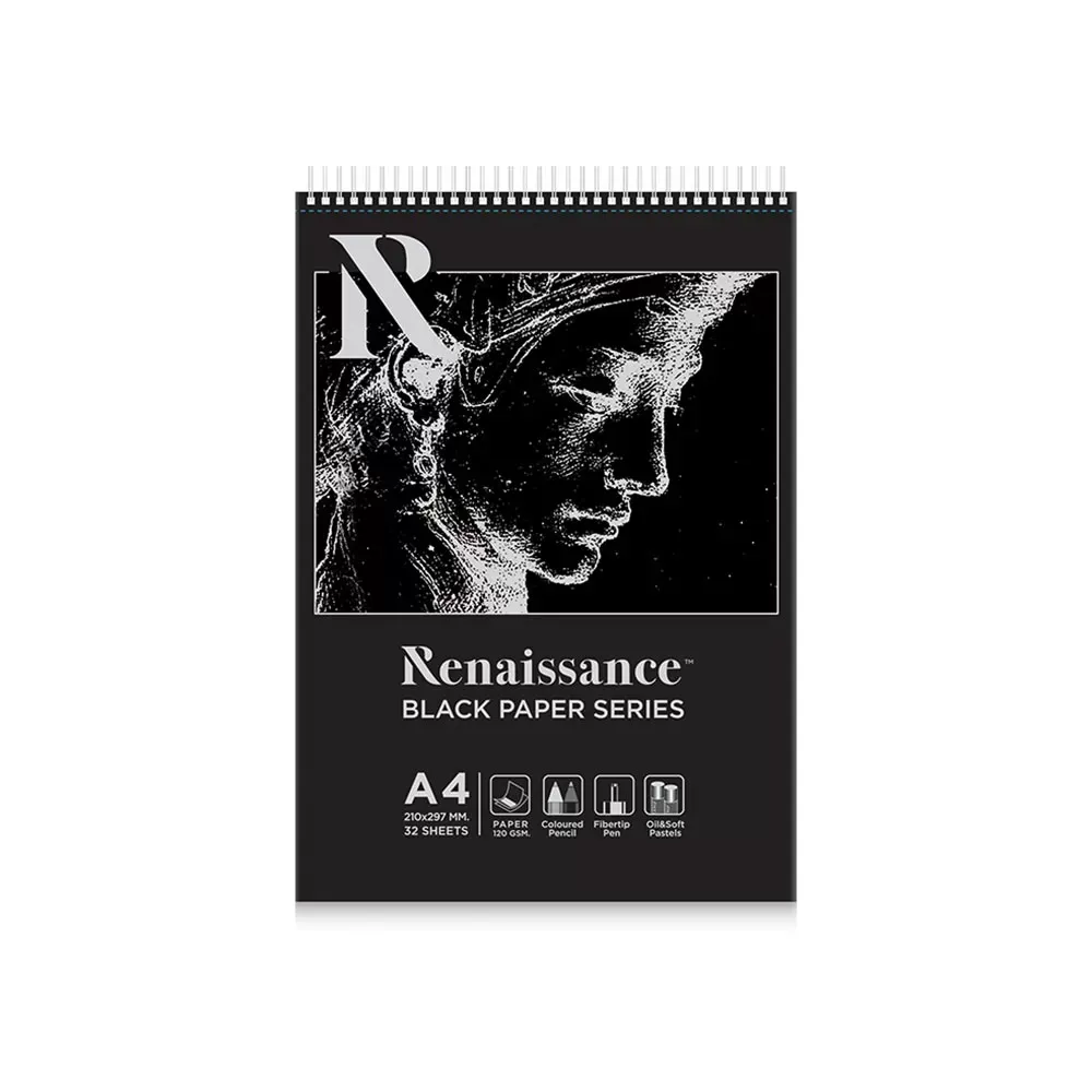 Piirustuslehtiö A4, 120 g, mustaa paperia