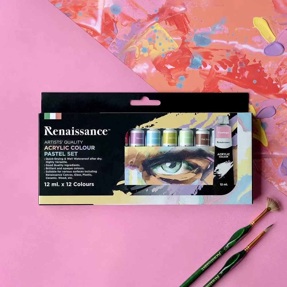 Akryylivärit 12 x 12 ml, pastellisävyt