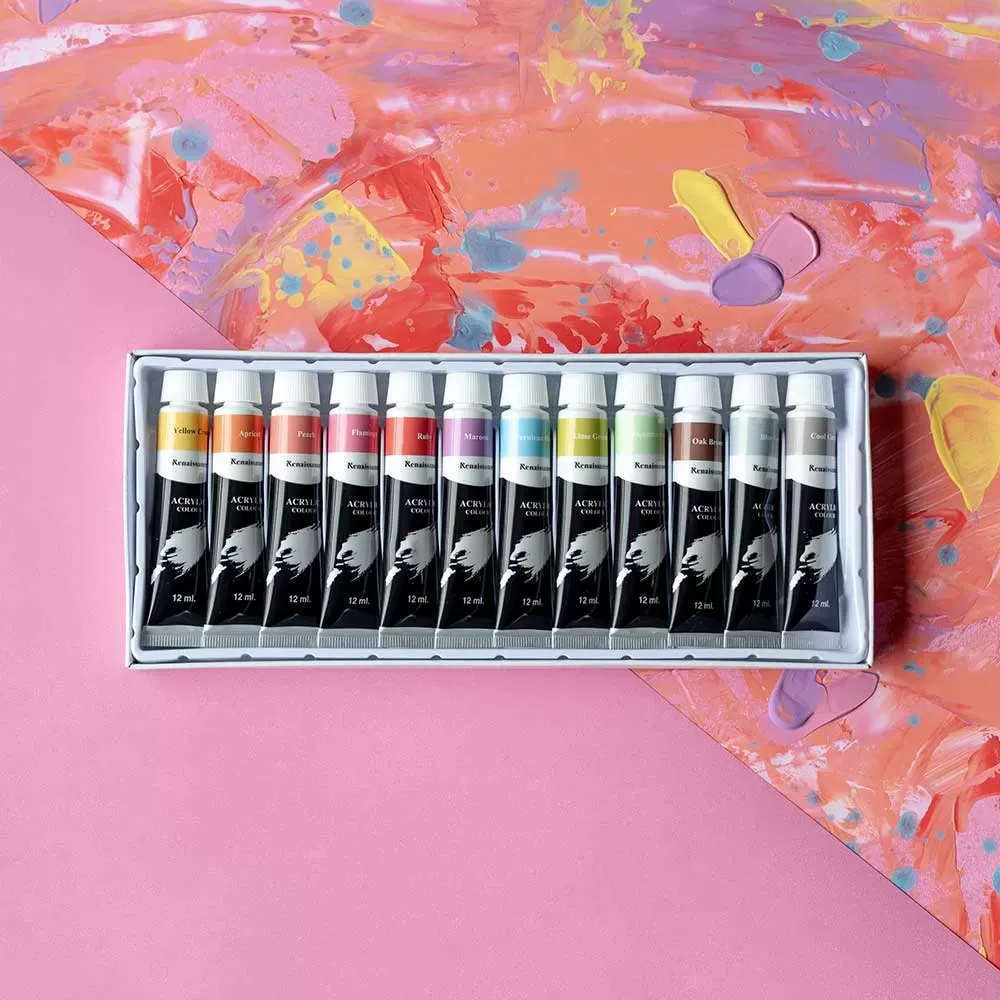 Akryylivärit 12 x 12 ml, pastellisävyt