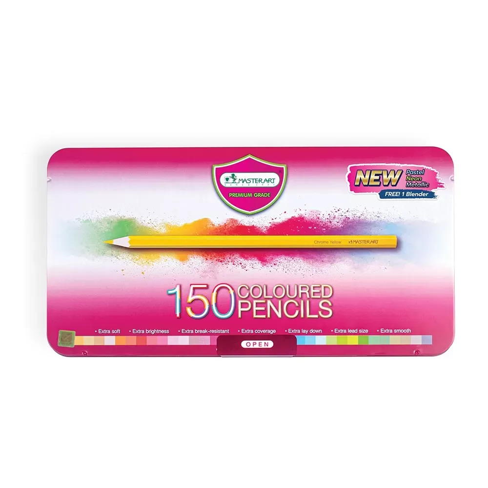 Värikynät 150 kpl metallilaatikossa
