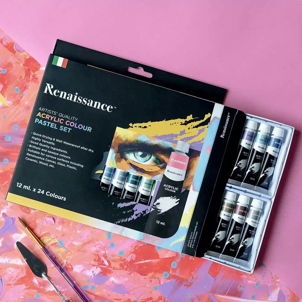 Akryylivärit 24 x 12 ml, pastellisävyt