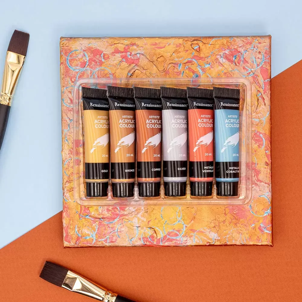 Akryylivärit 6 x 20 ml, metallic