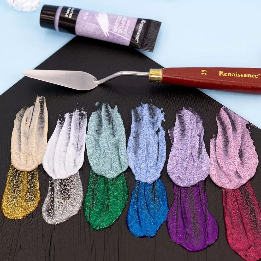 Akryylivärit 6 x 20 ml, glitter