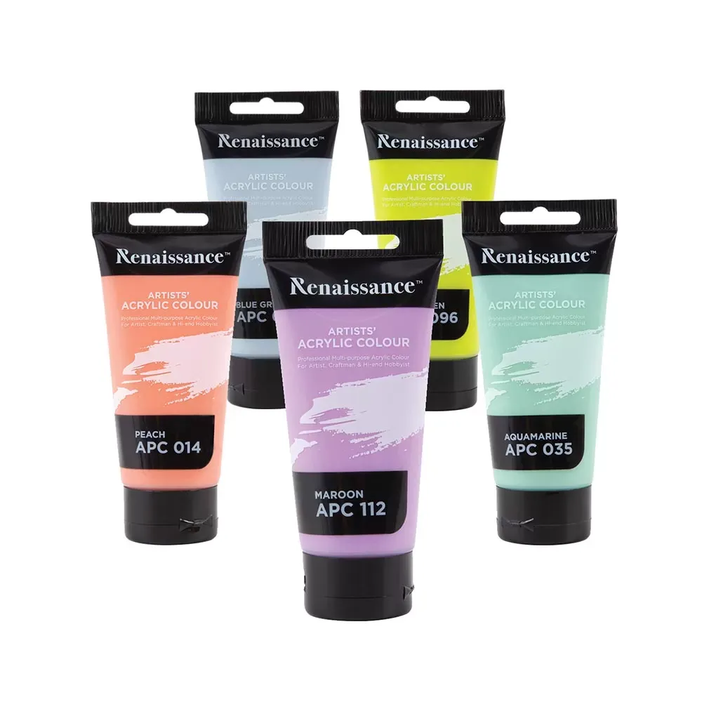 Pastellisävyiset akryylimaalit 5 x 75 ml