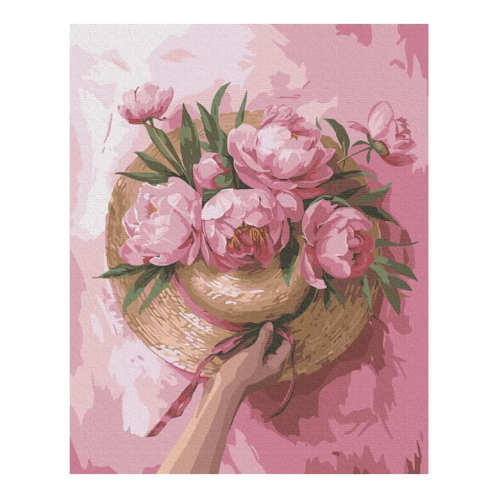 Numeromaalaus hattu ja v.punaiset kukat