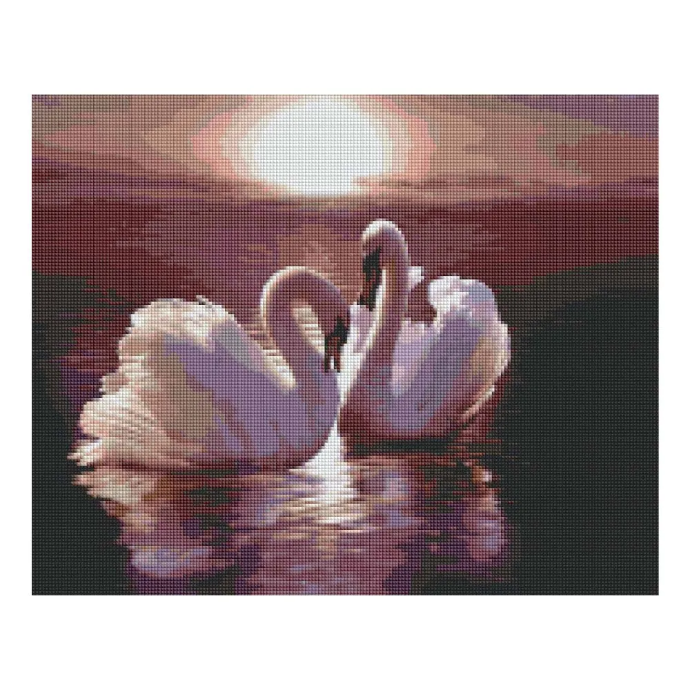 Timanttimaalaus kaksi joutsenta ja aurinko