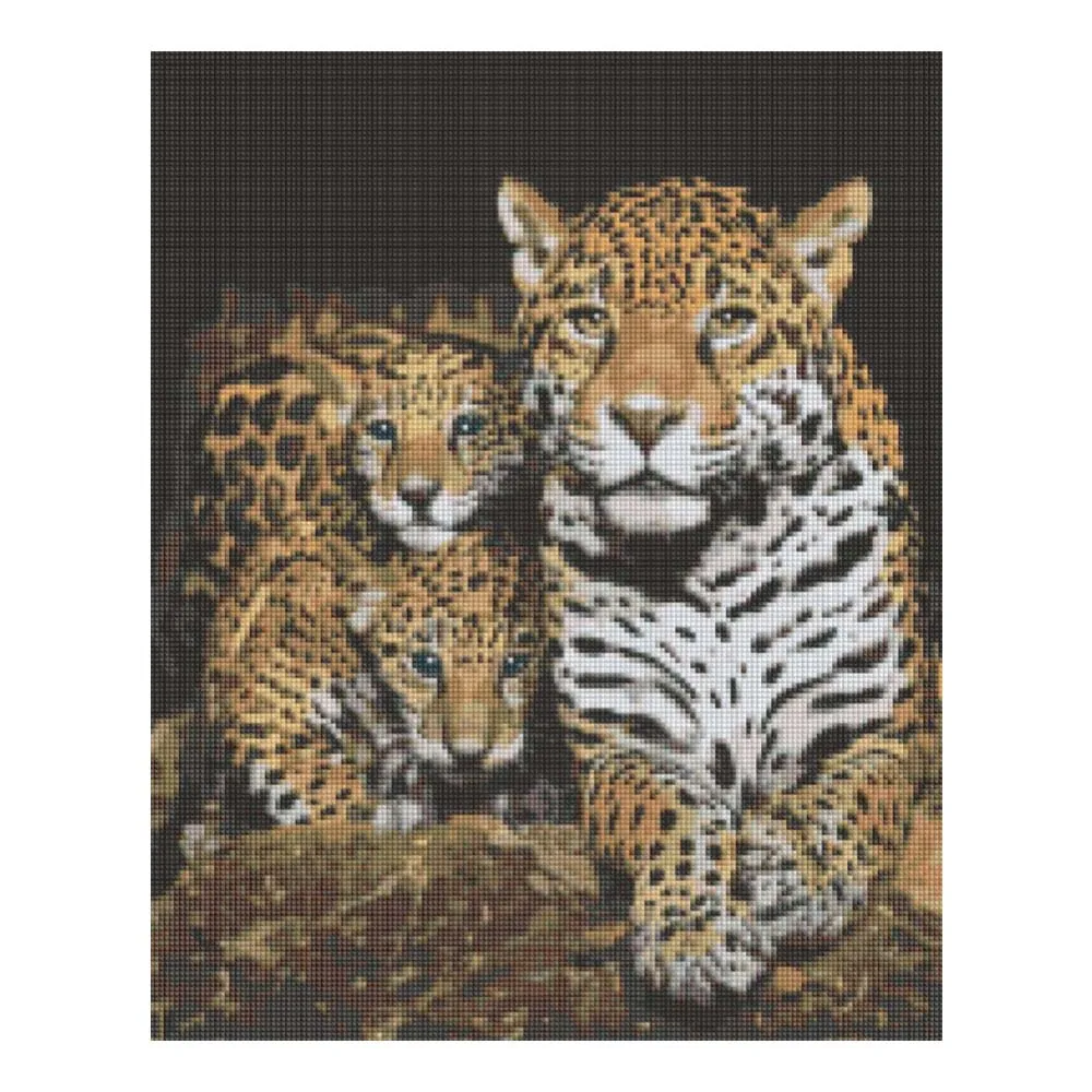 Timanttimaalaus kolme leopardia