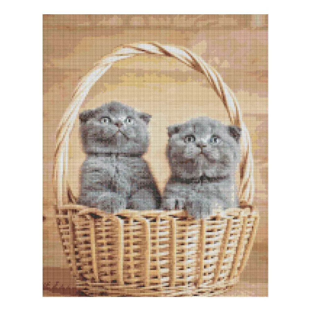 Timanttimaalaus kaksi kissaa korissa